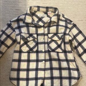 Kids Plaid Shirt - Cream and Black